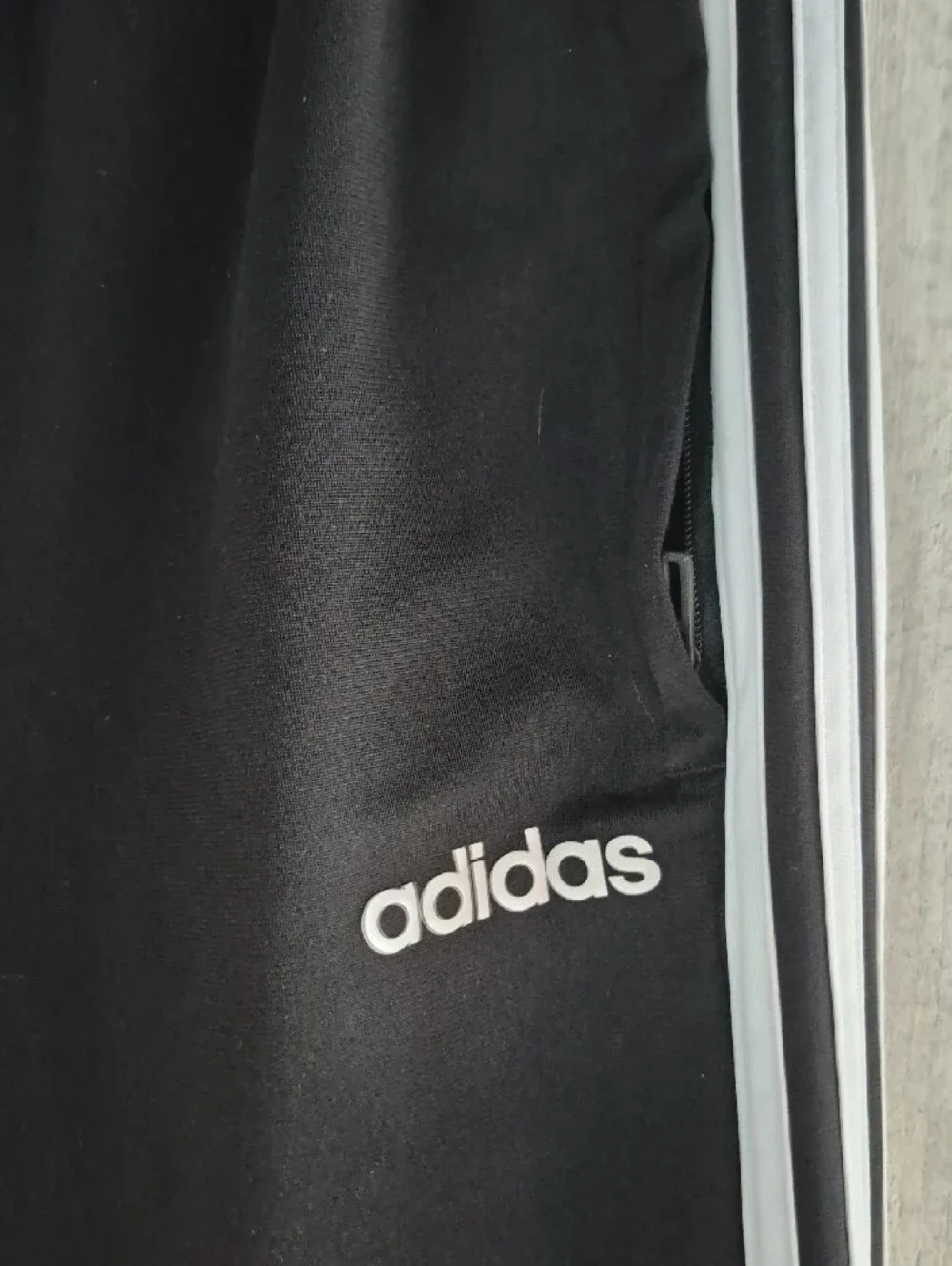 adidas Black Track Pants with White Side Stripes - Men